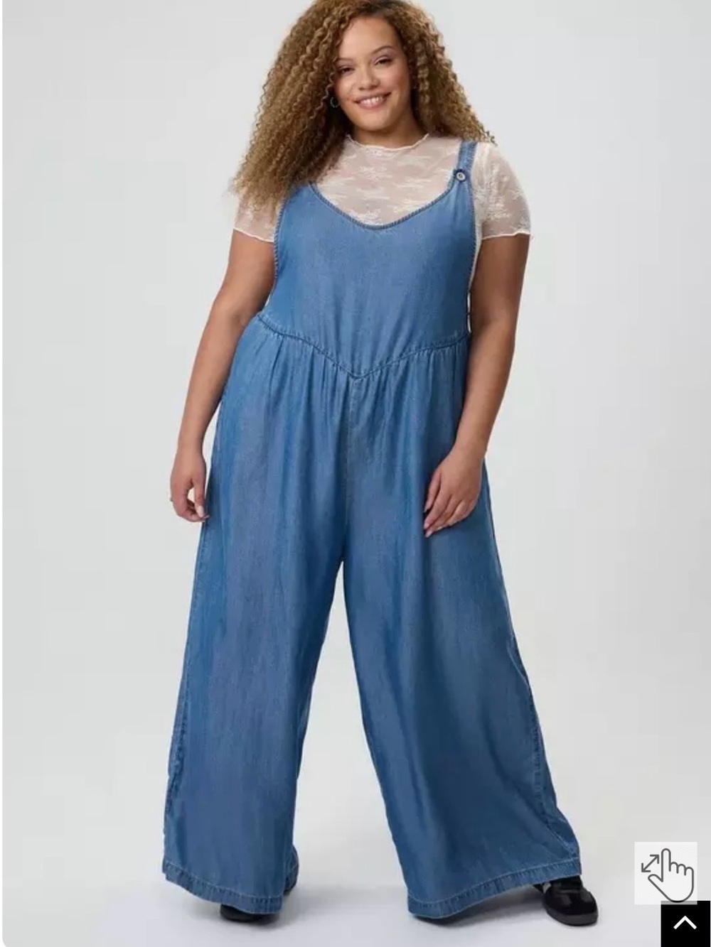 torrid Light Blue Wide Leg Denim Jumpsuit